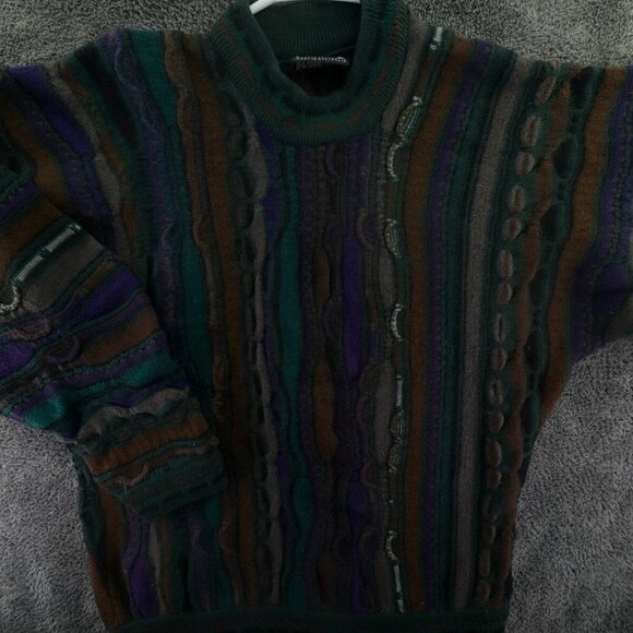 COOGI Other - COOGI Pure New Wool Sweater Green Purple Pullover Knit Soft Large Australia Men